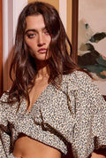 SMOCKED V NECK CROP
