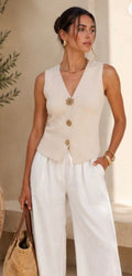 GOLD BUTTON SPLIT VEST